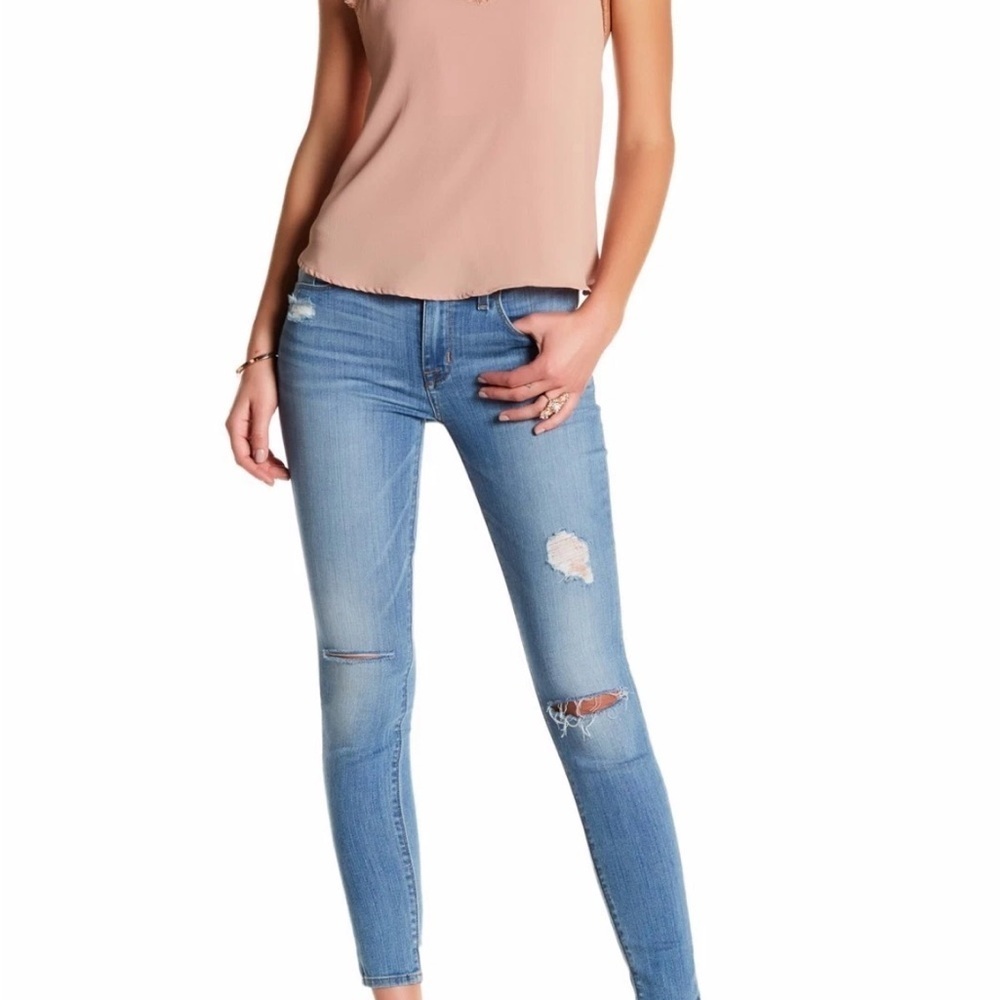 Hudson Jeans Krista Ankle Blue Ripped Skinny Jeans